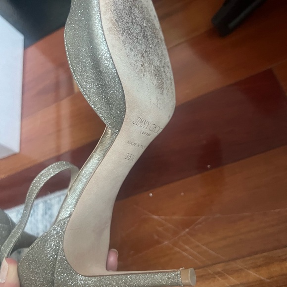 JIMMY CHOO ANNIE 85 Sandal Platinum Ice SZ 38.5 $695 - Picture 8 of 11